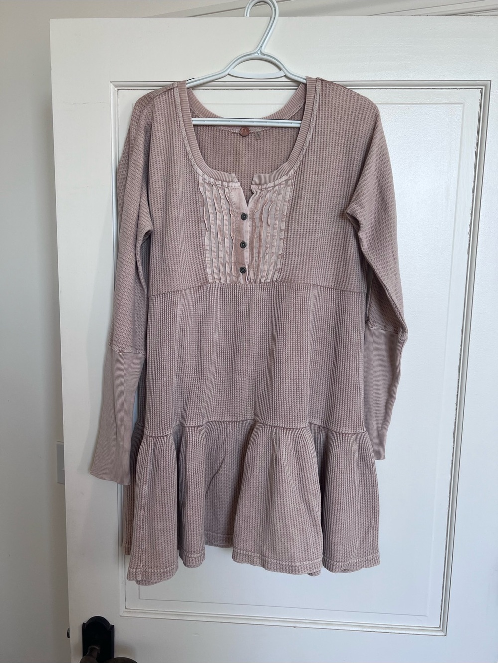Free People Mauve Pink Waffle Knit Mini Dress